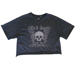Organic Generation Acid Wash Dark Angel Graphic Crop Tee - Black